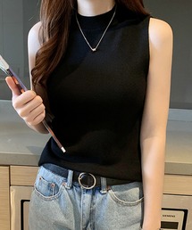 ハイネックノースリーブニット