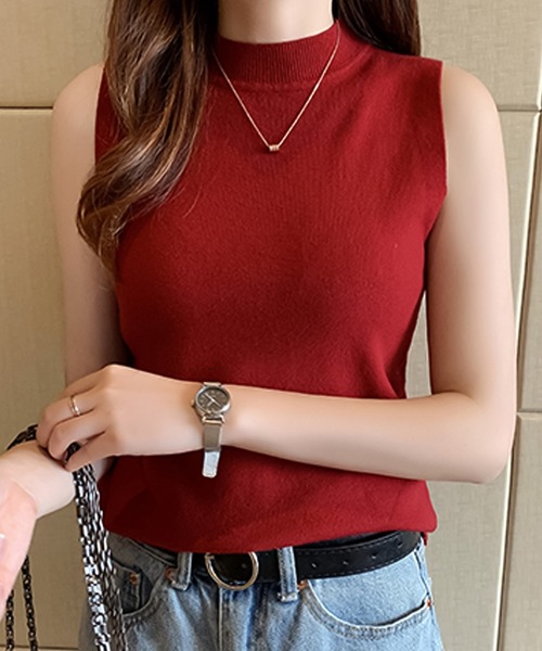 セール】ハイネックノースリーブニット（タンクトップ）｜Girly Doll