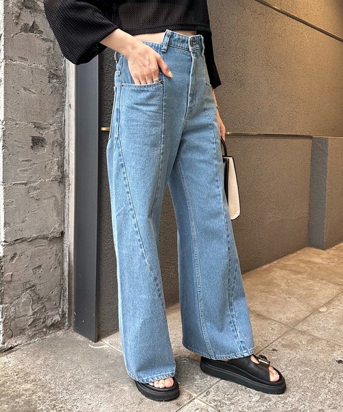 （もあ）新品 ダブルウエストドロストデニム COLLAGE GALLARDAGALANTEダブルウエストドロストデニム もあ）新品