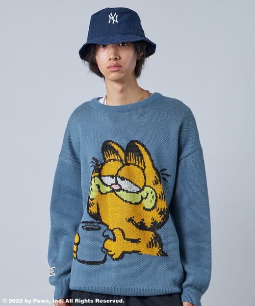 (ガーフィールド) Garfield オフィシャル商品 ユニセックス ニット クリスマスセーター 長袖 トップス NS7022 (グレ Garfield Mens Christmas Jumper Adults Santa Hat Grey Knitted