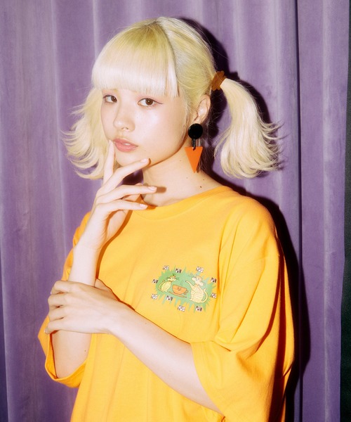 PUNYUS（プニュズ）の「I'm HomeビッグＴシャツ（Tシャツ/カットソー・レディース・ピンク/ホワイト/オレンジ/カーキ・3/4）」の9枚目の写真