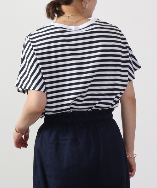 Emago（イマゴ）の「EMAGO ロゴネコ刺繍ドルマンT 半袖（Tシャツ/カットソー・レディース・ホワイト×グレー/レッド/ネイビー・FREE）」の10枚目の写真