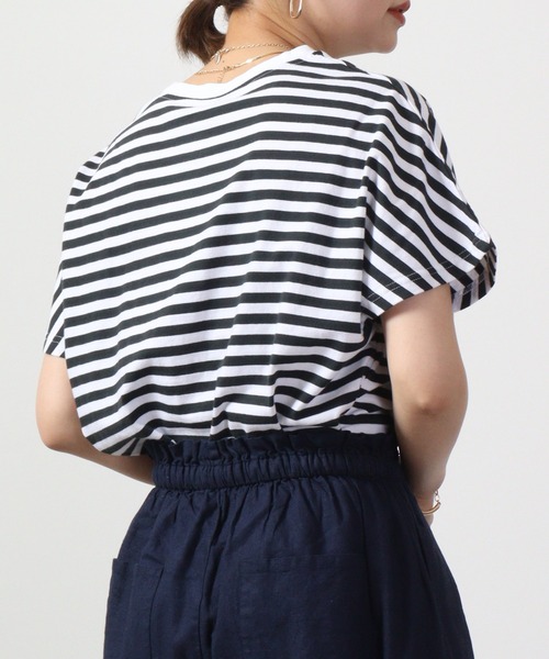 Emago（イマゴ）の「EMAGO ロゴネコ刺繍ドルマンT 半袖（Tシャツ/カットソー・レディース・ホワイト×グレー/レッド/ネイビー・FREE）」の8枚目の写真
