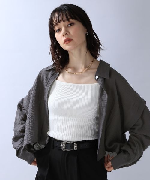 JEANASIS（ジーナシス）の「ドビーツイル2WAYスリーブシャツ/968938（シャツ/ブラウス・レディース・チャコールグレー/ホワイト/ボルドー・FREE）」の17枚目の写真