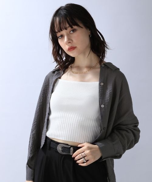 JEANASIS（ジーナシス）の「ドビーツイル2WAYスリーブシャツ/968938（シャツ/ブラウス・レディース・チャコールグレー/ホワイト/ボルドー・FREE）」の20枚目の写真