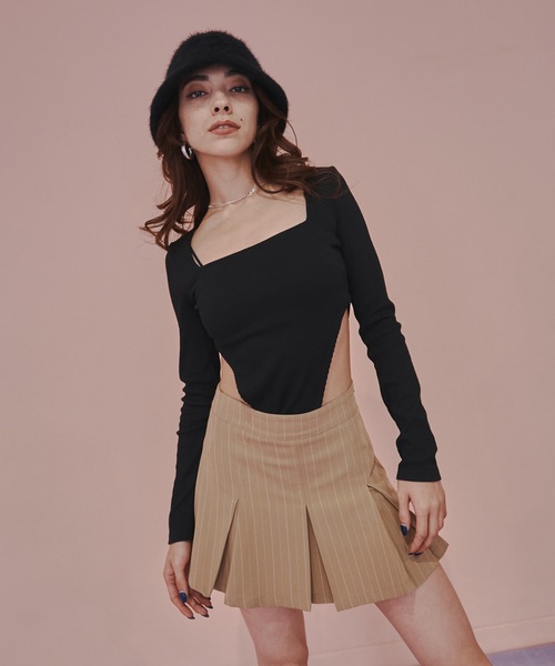 BLONDEY（ブロンディ）の「プリーツミニスカート（スカート・レディース・チャコールグレー/ベージュ・SMALL/MEDIUM）」の8枚目の写真