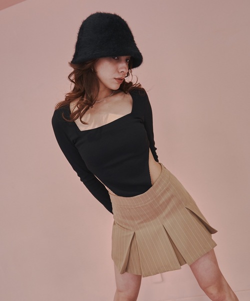 BLONDEY（ブロンディ）の「プリーツミニスカート（スカート・レディース・チャコールグレー/ベージュ・SMALL/MEDIUM）」の9枚目の写真