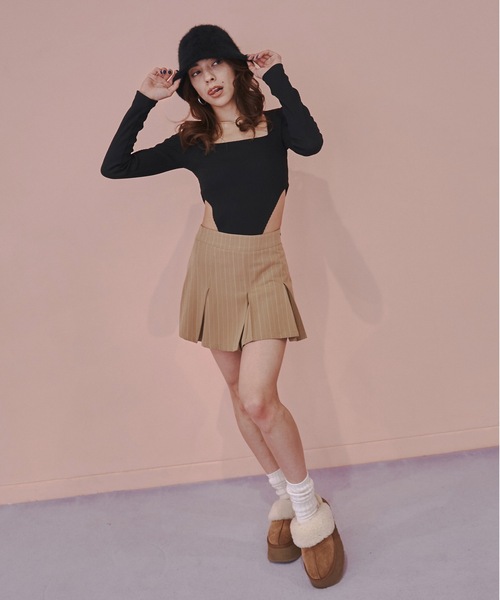 BLONDEY（ブロンディ）の「プリーツミニスカート（スカート・レディース・チャコールグレー/ベージュ・SMALL/MEDIUM）」の10枚目の写真