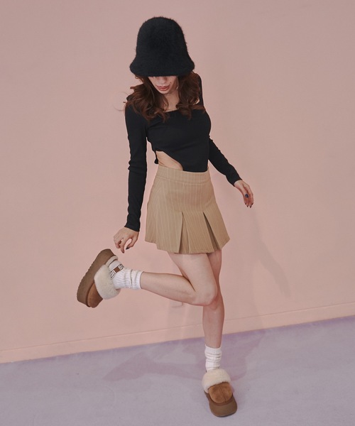 BLONDEY（ブロンディ）の「プリーツミニスカート（スカート・レディース・チャコールグレー/ベージュ・SMALL/MEDIUM）」の11枚目の写真