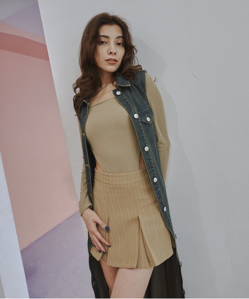 BLONDEY（ブロンディ）の「プリーツミニスカート（スカート・レディース・チャコールグレー/ベージュ・SMALL/MEDIUM）」の21枚目の写真