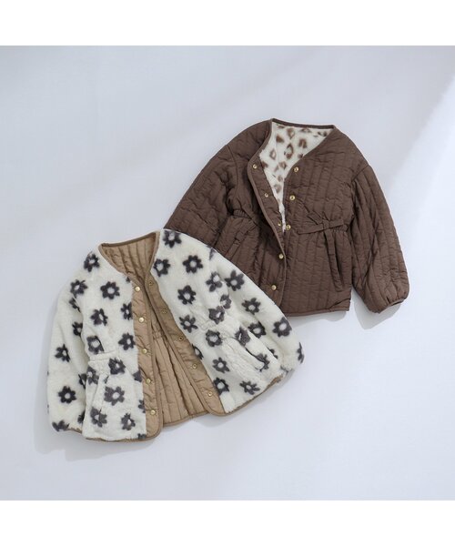 apres les cours（アプレレクール）の「ウエストリボンリバーシブルキルトアウター（その他アウター・キッズ・ブラウン/ベージュ・100/130/90/80/110/120/140）」の22枚目の写真