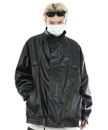 Theater code | ▲high neck leather jacket/フェイクレザー ジャケット ハイネック(ライダースジャケット)