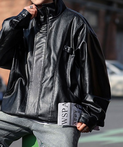 Theater code（シアターコード）の「△high neck leather jacket