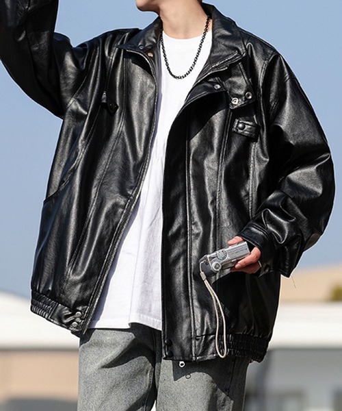 Theater code（シアターコード）の「△high neck leather jacket