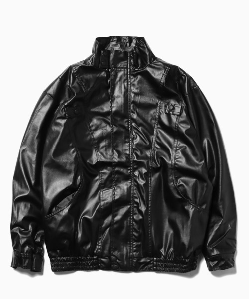 Theater code(シアターコード)の「▲high neck leather jacket/フェイクレザー ジャケット ハイネック(ライダースジャケット・メンズ・ブラック・XL/L)」の15枚目の写真