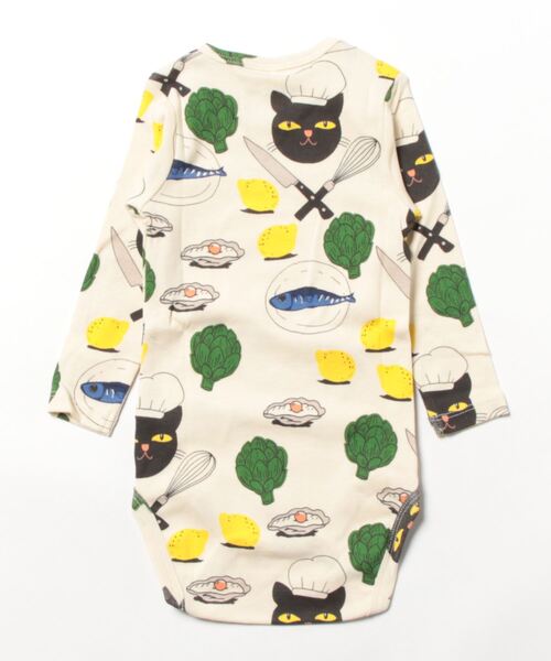 Mini Rodini（ミニロディーニ）の「mini rodini / ネコシェフ総柄ロンパース（ロンパース・キッズ・マルチ・68/74cm）」の2枚目の写真