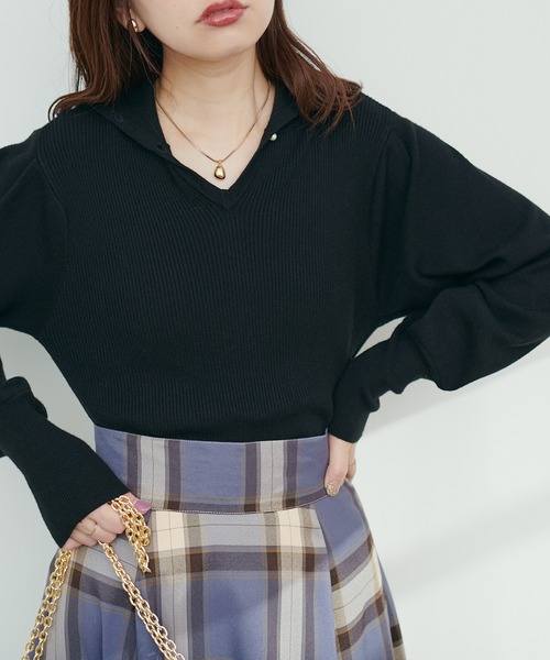 natural couture(ナチュラルクチュール)の「WEB限定/osono衿にもなる2WAYパールタートル(ニット/セーター・レディース・オフホワイト/ブラック/サックスブルー/モカ・FREE)」の20枚目の写真