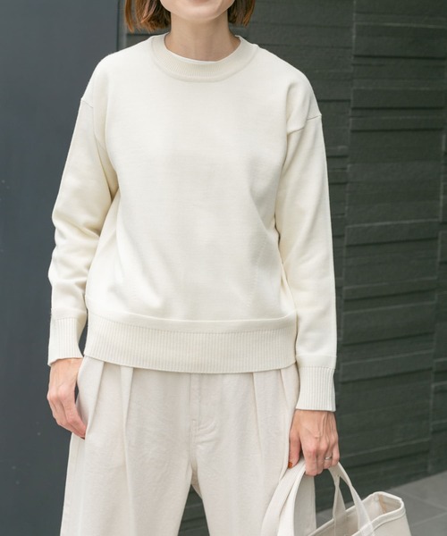 FORK&SPOON(フォークアンドスプーン)の「『洗濯可』FORK&SPOON ウーステッドヤーンクルーネックニット(ニット/セーター・レディース・ブルー系その他/レッド/ブラック系その他/アイボリー・1)」の5枚目の写真