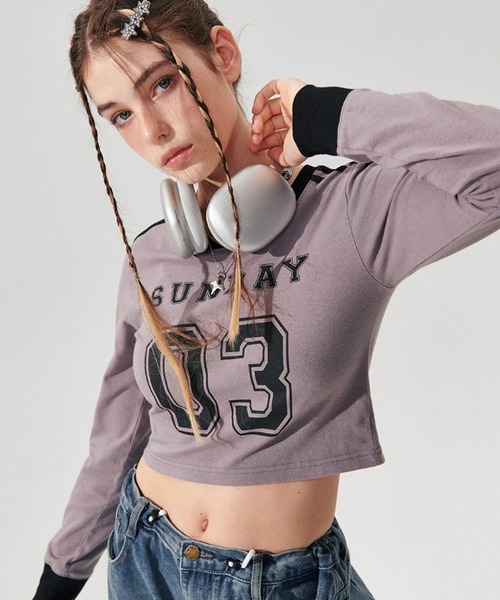 WONDER VISITOR（ワンダービジター）の「WONDER VISITOR／SUNDAY長袖Tシャツ 2982979（Tシャツ/カットソー・レディース・アイボリー/ブラック/グレー・FREE）」の9枚目の写真