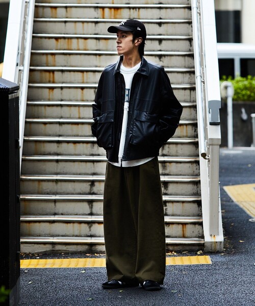 FREAK'S STORE（フリークスストア）の「FREAK’S STORE/フリークスストア ストレートシルエット ワイドチノパンツ（チノパンツ・メンズ・ブラック/オリーブ/ベージュ・LARGE/MEDIUM）」の8枚目の写真