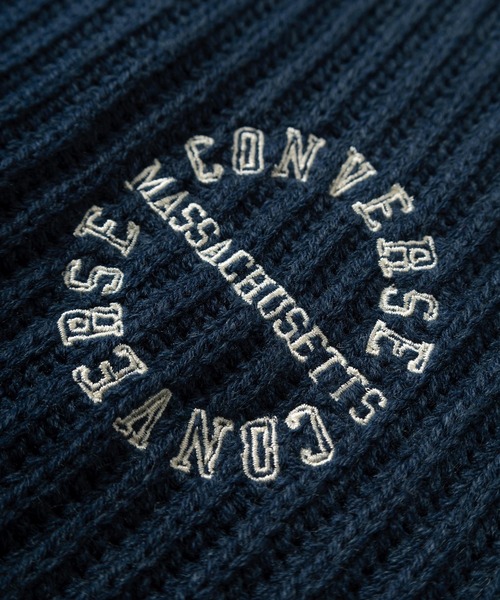 CONVERSE(コンバース)の「【CONVERSE/コンバース】ブランドロゴ サークル刺繍&ラインデザイン 畦編みハーフジップニット(ニット/セーター・レディース・クリーム/マスタード/ネイビー・M)」の8枚目の写真
