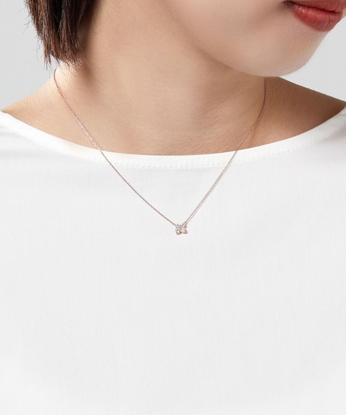 K18PG ダイヤモンド カローラ ネックレス計0.28ct（ネックレス  