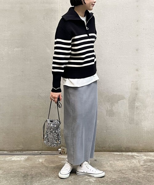 fredy emue（フレディエミュ）の「カットコールタイトスカート（スカート・レディース・グレイッシュブルー/ベージュ/ブラック・38）」の5枚目の写真