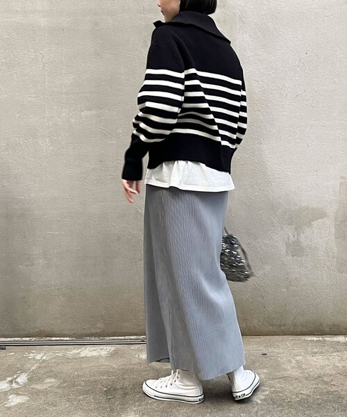 fredy emue（フレディエミュ）の「カットコールタイトスカート（スカート・レディース・グレイッシュブルー/ベージュ/ブラック・38）」の8枚目の写真