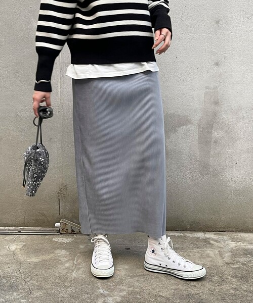 fredy emue（フレディエミュ）の「カットコールタイトスカート（スカート・レディース・グレイッシュブルー/ベージュ/ブラック・38）」の9枚目の写真