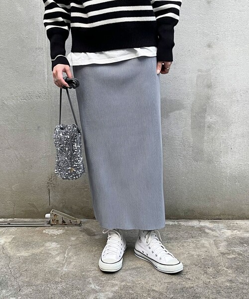 fredy emue（フレディエミュ）の「カットコールタイトスカート（スカート・レディース・グレイッシュブルー/ベージュ/ブラック・38）」の11枚目の写真