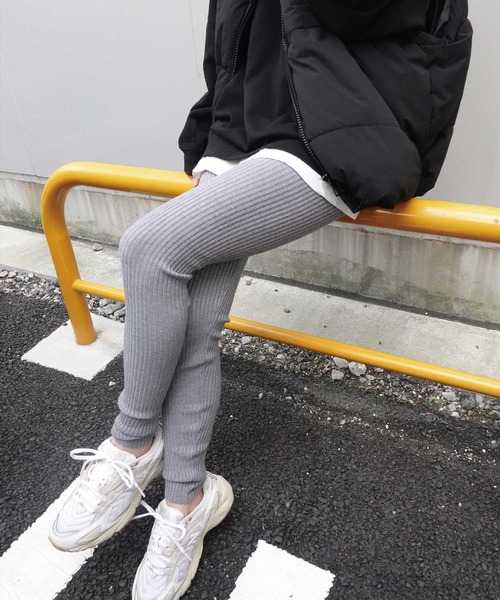 CORNERS（コーナーズ）の「ワイドリブレギンス（その他パンツ・レディース・ブラック/ライトベージュ/ベージュ/グレー/アイボリー・M）」の8枚目の写真