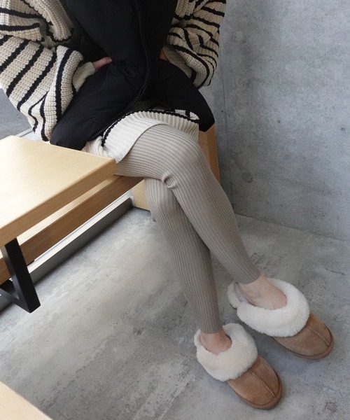 CORNERS（コーナーズ）の「ワイドリブレギンス（その他パンツ・レディース・ブラック/ライトベージュ/ベージュ/グレー/アイボリー・M）」の13枚目の写真