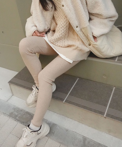 CORNERS（コーナーズ）の「ワイドリブレギンス（その他パンツ・レディース・ブラック/ライトベージュ/ベージュ/グレー/アイボリー・M）」の6枚目の写真