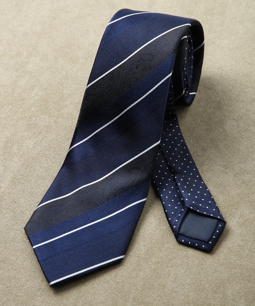 CROWDED CLOSET（クラウデッドクローゼット）の「＜クレリックタイ＞シャドーペイズリー/レジメンタルストライプ（ネクタイ・メンズ・ネイビー/シルバー/ターコイズブルー/ボルドー・FREE）」の2枚目の写真