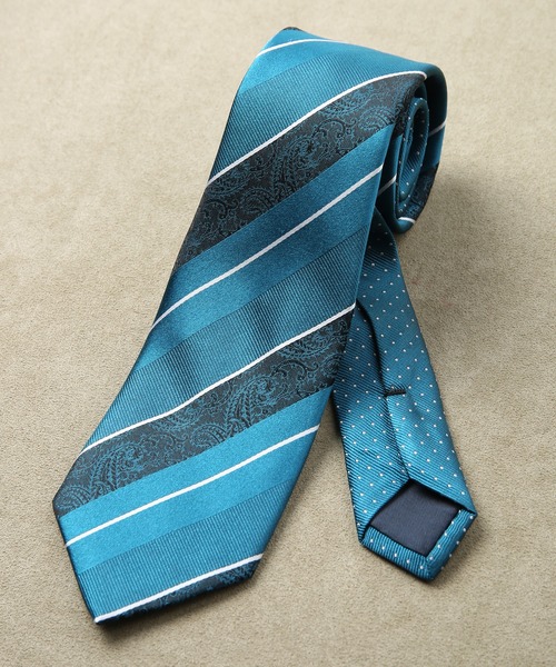CROWDED CLOSET（クラウデッドクローゼット）の「＜クレリックタイ＞シャドーペイズリー/レジメンタルストライプ（ネクタイ・メンズ・ネイビー/シルバー/ターコイズブルー/ボルドー・FREE）」の3枚目の写真