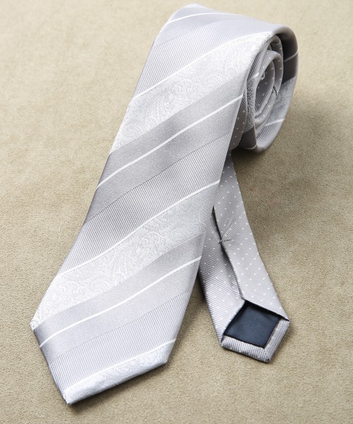 CROWDED CLOSET（クラウデッドクローゼット）の「＜クレリックタイ＞シャドーペイズリー/レジメンタルストライプ（ネクタイ・メンズ・ネイビー/シルバー/ターコイズブルー/ボルドー・FREE）」の4枚目の写真