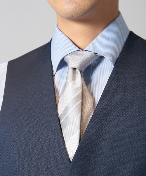 CROWDED CLOSET（クラウデッドクローゼット）の「＜クレリックタイ＞シャドーペイズリー/レジメンタルストライプ（ネクタイ・メンズ・ネイビー/シルバー/ターコイズブルー/ボルドー・FREE）」の9枚目の写真