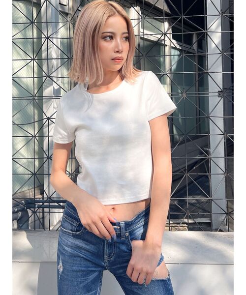 GYDA(ジェイダ)の「BASIC Tシャツ(Tシャツ/カットソー・レディース・ブラック/オフホワイト・FREE)」の7枚目の写真