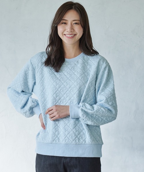 Arnold Palmer(アーノルドパーマー)の「アンブレラ ふくれジャガード プルオーバー(Tシャツ/カットソー・レディース・杢グレー/アイボリー/サックスブルー・S/M/L)」の1枚目の写真