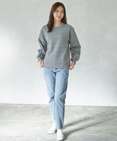 Arnold Palmer(アーノルドパーマー)の「アンブレラ ふくれジャガード プルオーバー(Tシャツ/カットソー・レディース・杢グレー/アイボリー/サックスブルー・S/M/L)」の14枚目の写真