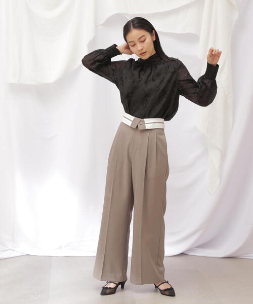 JILL by JILL STUART(ジルバイジルスチュアート)の「◇2wayボウタイフラワーフロッキーブラウス(シャツ/ブラウス・レディース・ブラック/ホワイト系その他・FREE)」の6枚目の写真