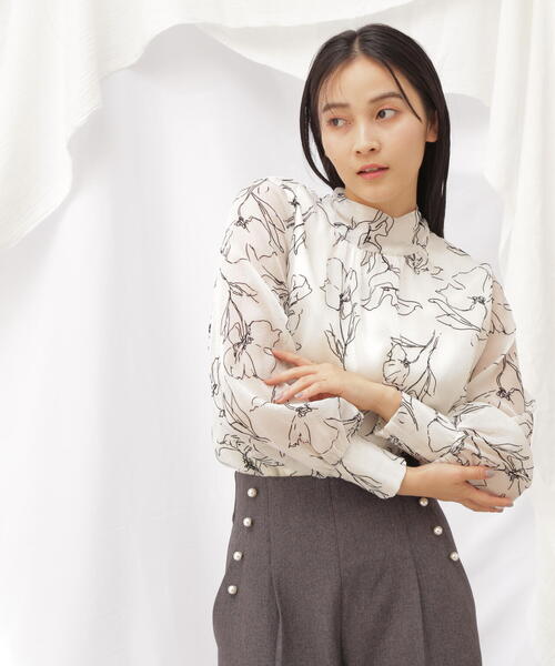 JILL by JILL STUART(ジルバイジルスチュアート)の「◇2wayボウタイフラワーフロッキーブラウス(シャツ/ブラウス・レディース・ブラック/ホワイト系その他・FREE)」の12枚目の写真