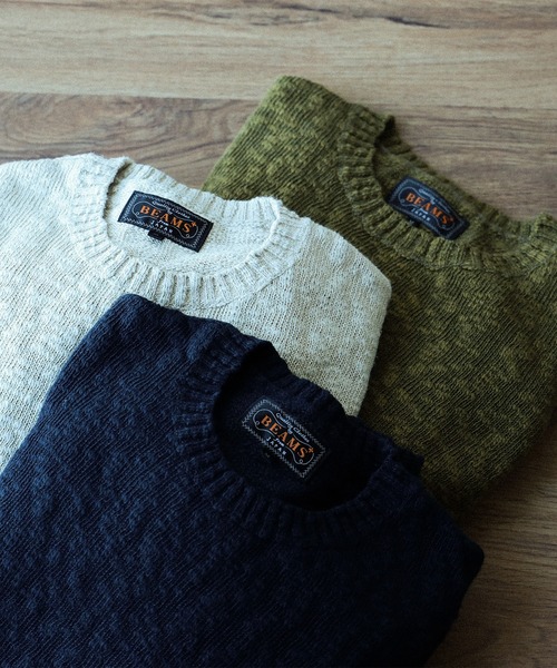 BEAMS PLUS（ビームスプラス）の「BEAMS PLUS / 5ゲージ コットン ヘンプ クルーネック（ニット/セーター・メンズ・オリーブ/オレンジ/ベージュ/ネイビー・XL/L/S/M）」の4枚目の写真