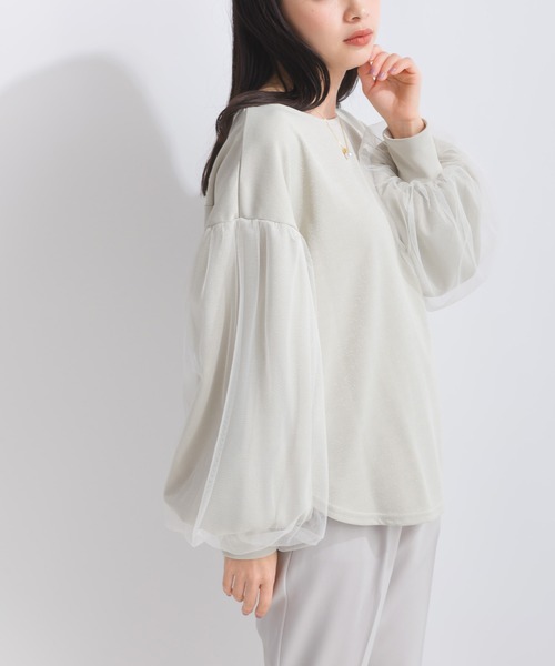 PICCIN（ピッチン）の「【WEB限定】袖チュールボリュームカットプルオーバー（Tシャツ/カットソー・レディース・グレイッシュベージュ/ブラック・M/S/L）」の15枚目の写真