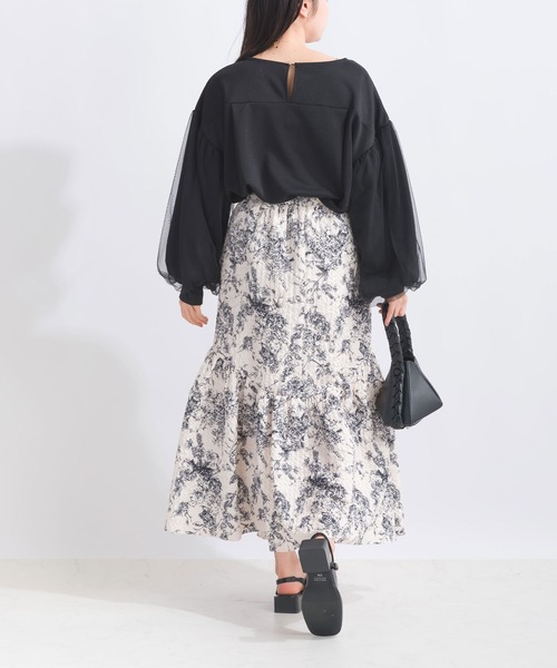 PICCIN（ピッチン）の「【WEB限定】袖チュールボリュームカットプルオーバー（Tシャツ/カットソー・レディース・グレイッシュベージュ/ブラック・M/S/L）」の10枚目の写真