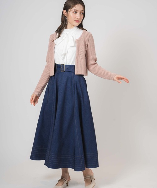 NOELA（ノエラ）の「ステッチデニムフレアスカート（デニムスカート・レディース・ダークインディゴブルー/インディゴブルー・S/M）」の9枚目の写真