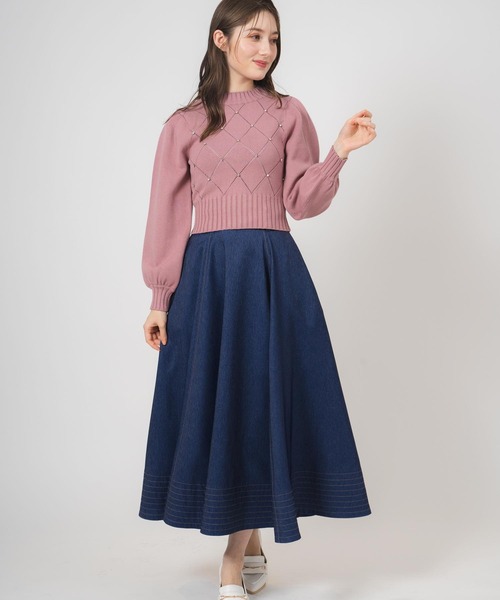 NOELA（ノエラ）の「ステッチデニムフレアスカート（デニムスカート・レディース・ダークインディゴブルー/インディゴブルー・S/M）」の11枚目の写真