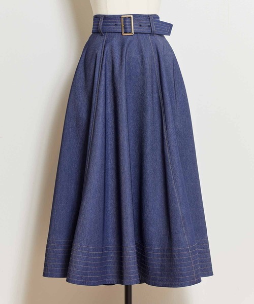 NOELA（ノエラ）の「ステッチデニムフレアスカート（デニムスカート・レディース・ダークインディゴブルー/インディゴブルー・S/M）」の12枚目の写真