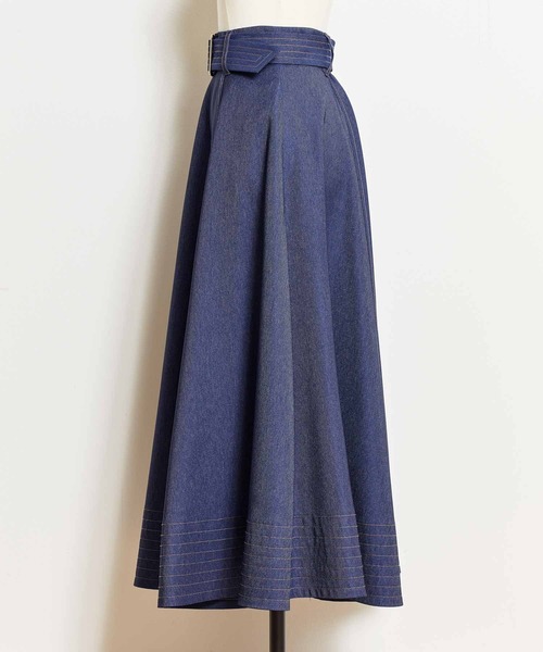 NOELA（ノエラ）の「ステッチデニムフレアスカート（デニムスカート・レディース・ダークインディゴブルー/インディゴブルー・S/M）」の14枚目の写真