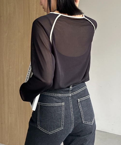 AGAWD(アガウド)の「〈AGAWD/アガウド〉パイピングラグランTシャツ(Tシャツ/カットソー・レディース・ブラック/ベージュ・FREE)」の8枚目の写真